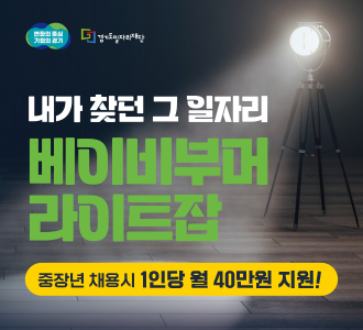 내가 찾던 그 일자리
베이비부머
라이트잡
중장년 채용시 1인당 월 40만원 지원